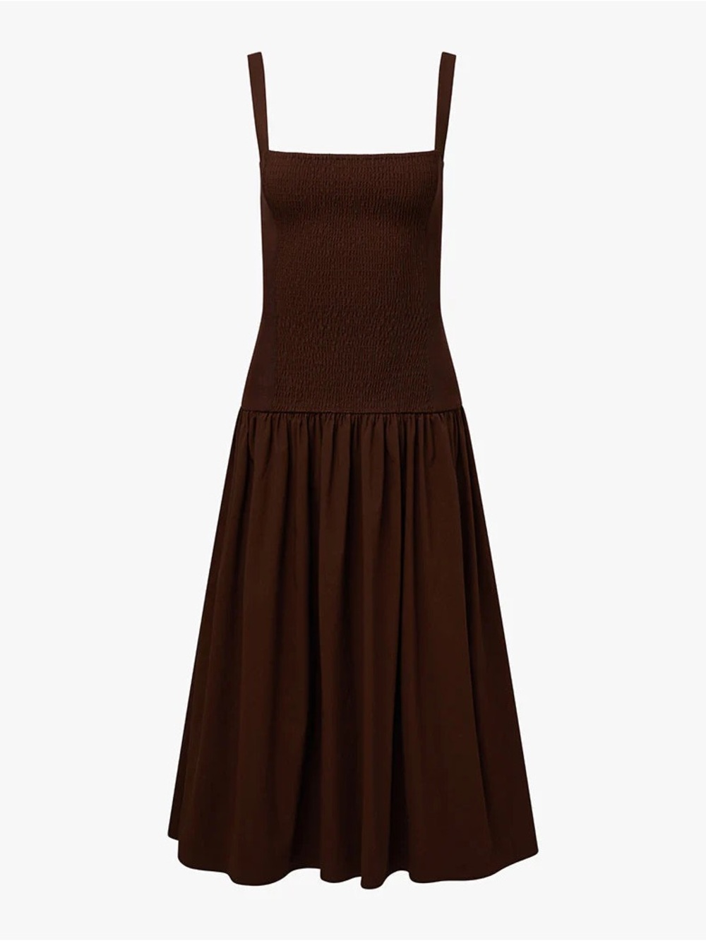 WeWoreWhat Smocked Drop Waist Midi Dress in Muted Eggplant
